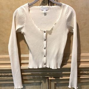 TopShop Long Sleeve Button Down Crop Top